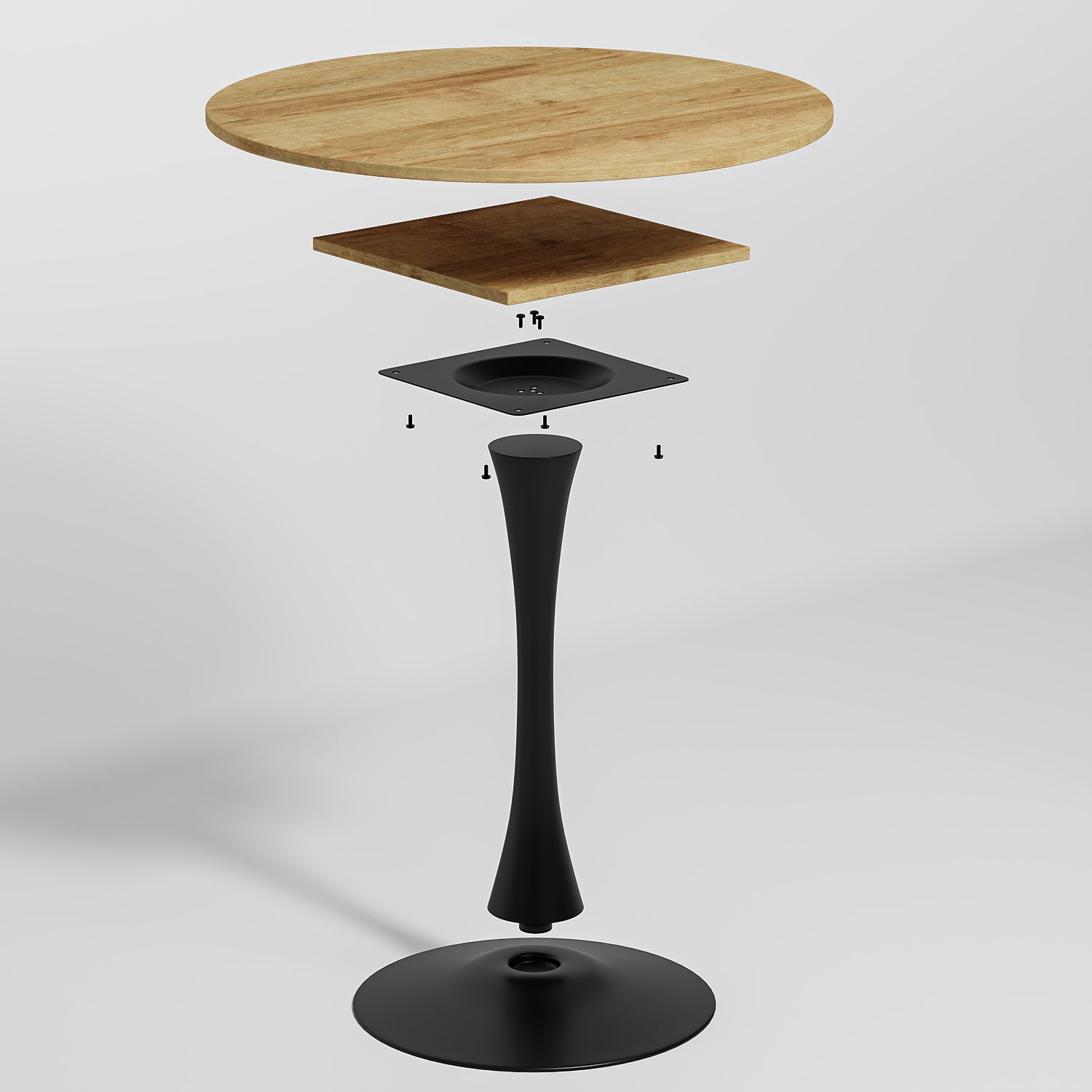 Mesa de Comedor Redonda de 80cm Adecuada para 2 a 4 Personas con Tablero de Madera y Patas Negras