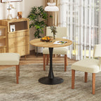 Mesa de Comedor Redonda de 80cm Adecuada para 2 a 4 Personas con Tablero de Madera y Patas Negras