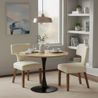 Mesa de Comedor Redonda de 80cm Adecuada para 2 a 4 Personas con Tablero de Madera y Patas Negras