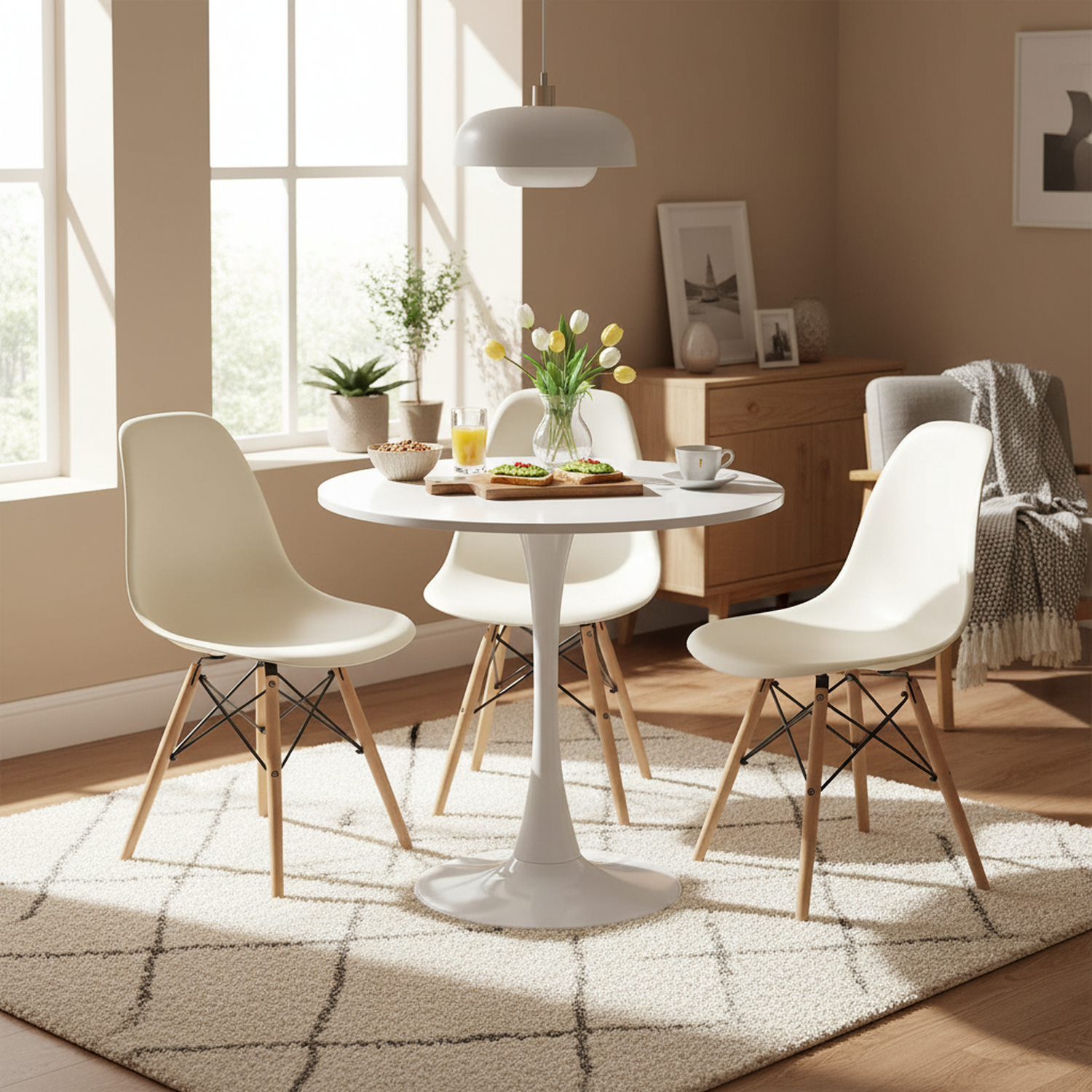 Mesa de Comedor Redonda Pequeña Eames de 2 a 4 Plazas Color Blanco