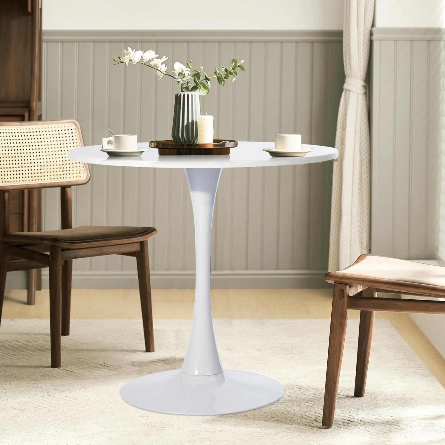 Mesa de Comedor Redonda Pequeña Eames de 2 a 4 Plazas Color Blanco