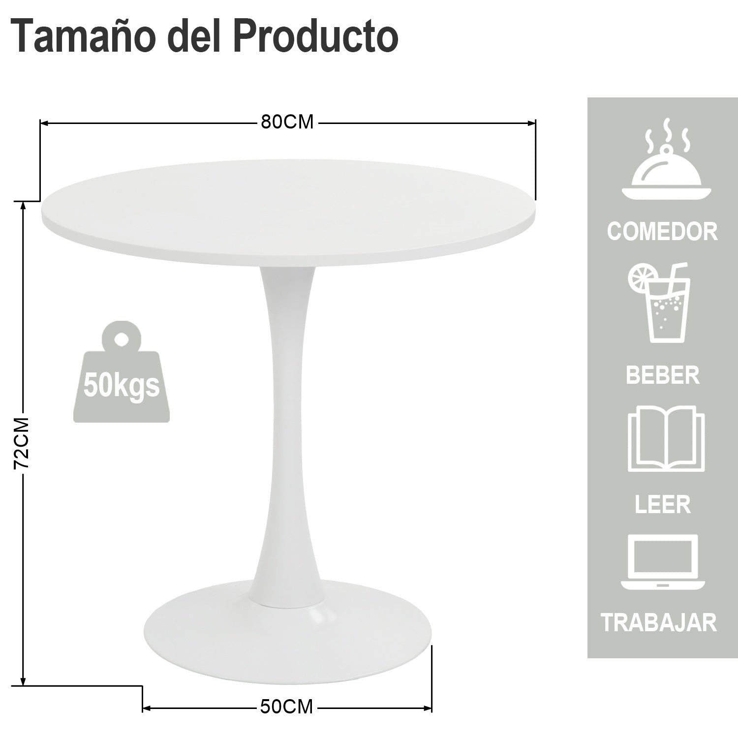 Mesa de Comedor Redonda Pequeña Eames de 2 a 4 Plazas Color Blanco