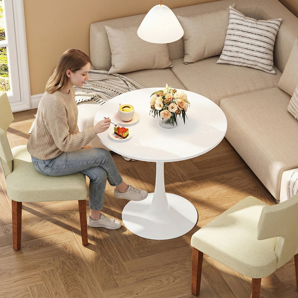 Mesa de Comedor Redonda Pequeña Eames de 2 a 4 Plazas Color Blanco