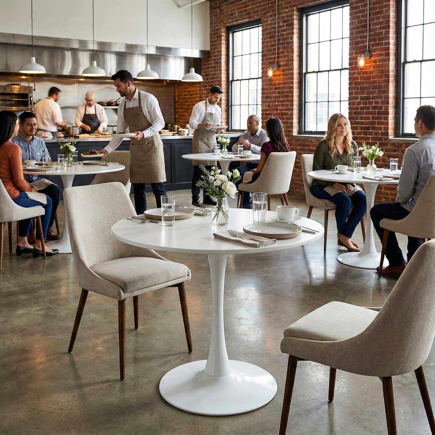 Mesa de Comedor Redonda Pequeña Eames de 2 a 4 Plazas Color Blanco