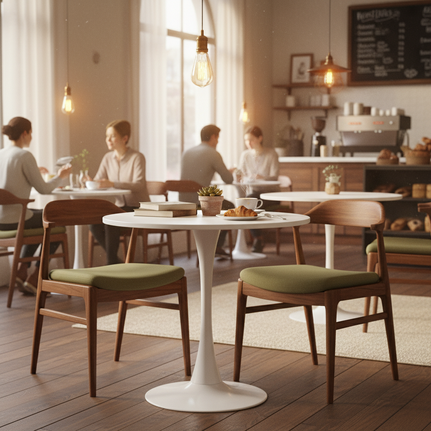 Mesa de Comedor Redonda Pequeña Eames de 2 a 4 Plazas Color Blanco