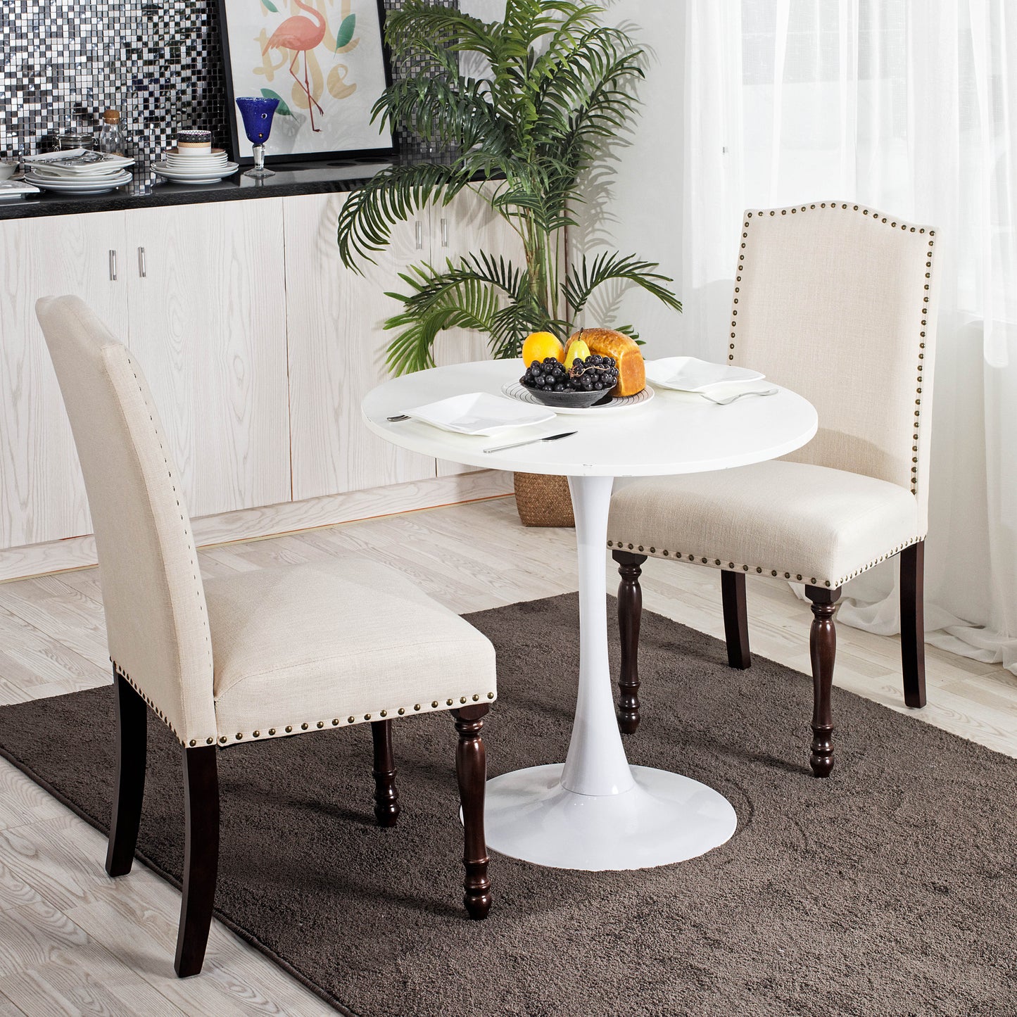 Mesa de Comedor Redonda Pequeña Eames de 2 a 4 Plazas Color Blanco