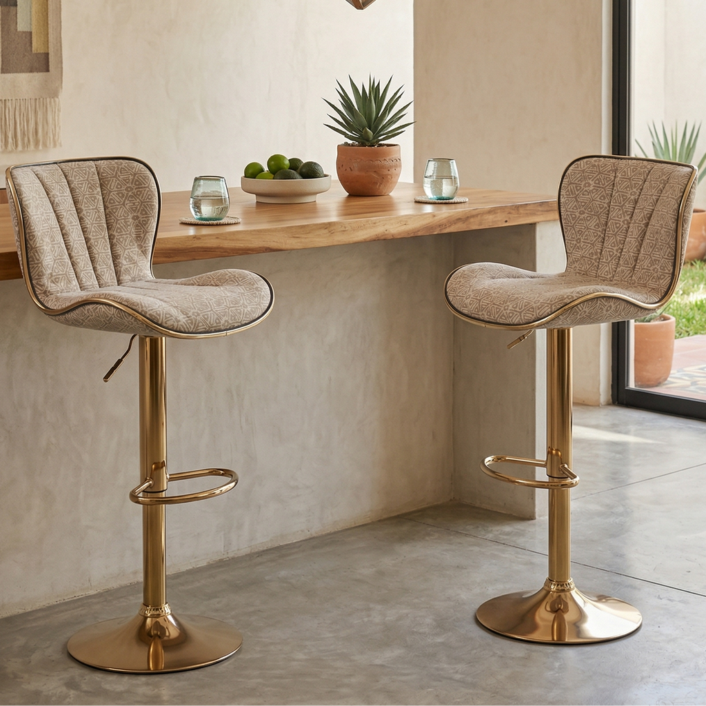 Cyber Homemake ● Taburete de Bar Moderno Lujoso con Acabado Dorado