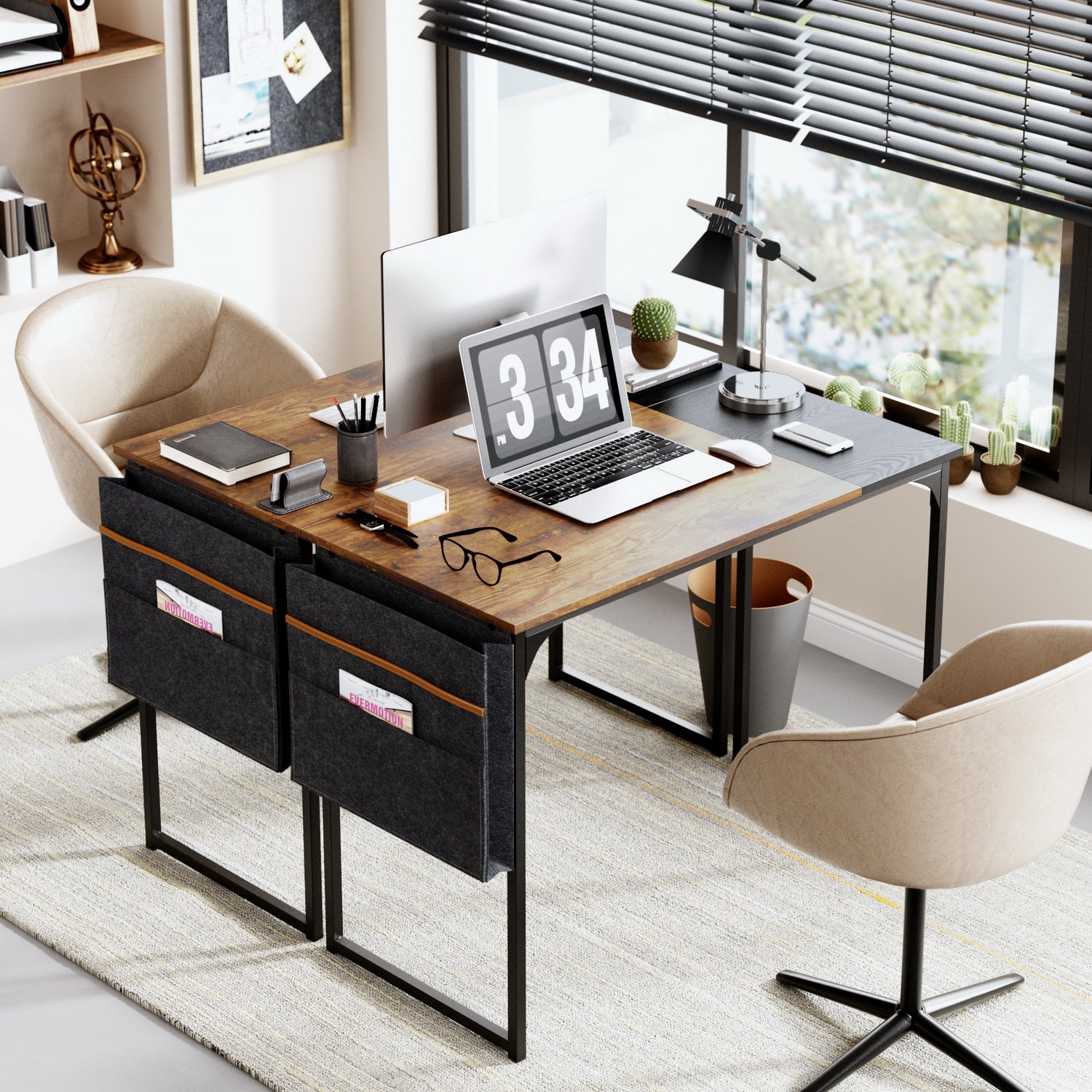 Escritorio de Bolsillo Moderno con Almacenaje 100 X 48 X 74 cm Marrón