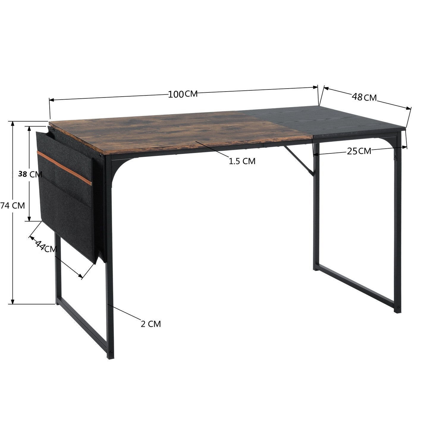 Escritorio de Bolsillo Moderno con Almacenaje 100 X 48 X 74 cm Marrón