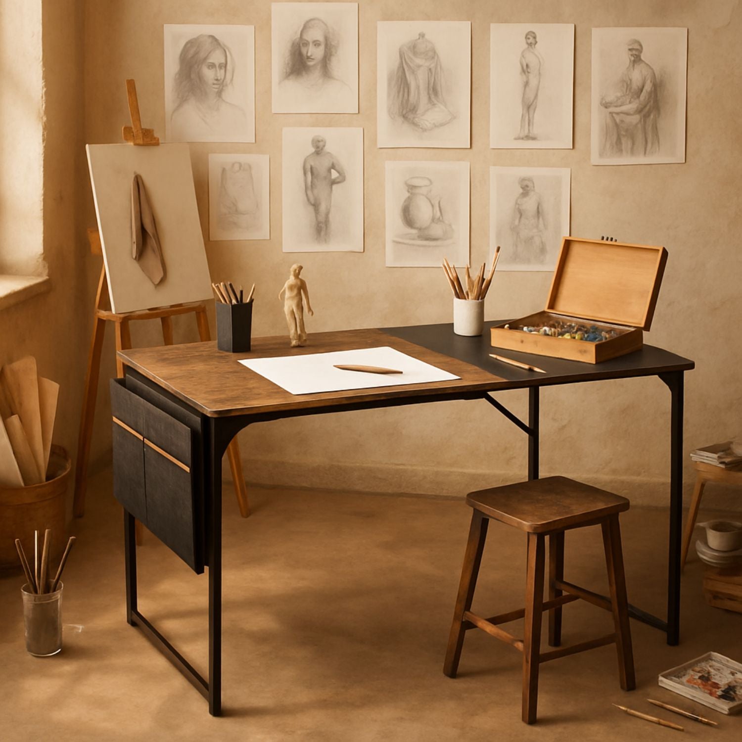 Escritorio de Bolsillo Moderno con Almacenaje 100 X 48 X 74 cm Marrón