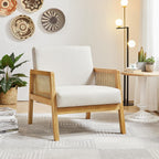 Sillón Moderno con Estructura de Madera de Ratán Juego de 2 (Beige)