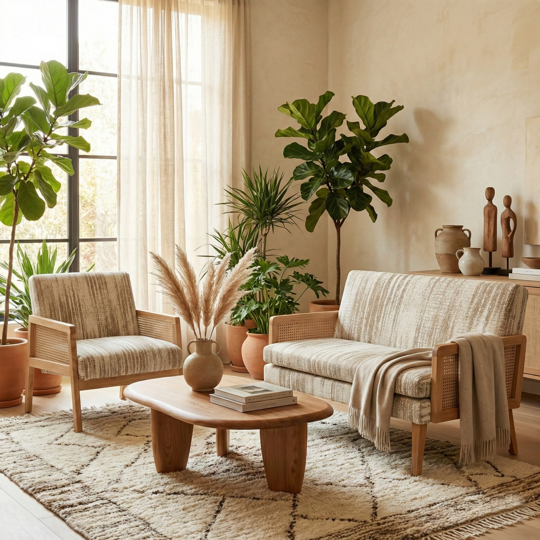 Cyber Homemake ● Sofá Doble de Ratán de Estilo Bohemio (Brown)