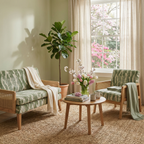 Cyber Homemake ● Sofá Doble de Ratán de Estilo Bohemio (Verde)