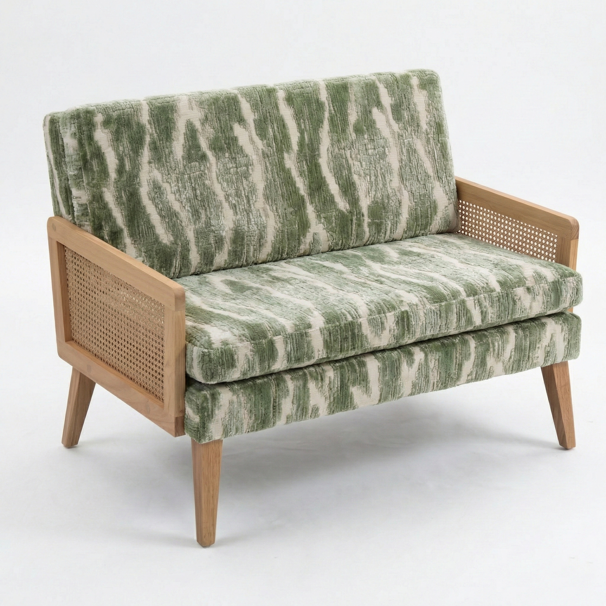 Cyber Homemake ● Sofá Doble de Ratán de Estilo Bohemio (Verde)