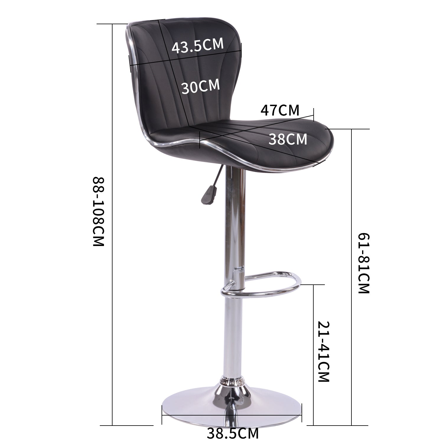 Taburetes de Bar Vintage de 2 Piezas Altura Ajustable Negro