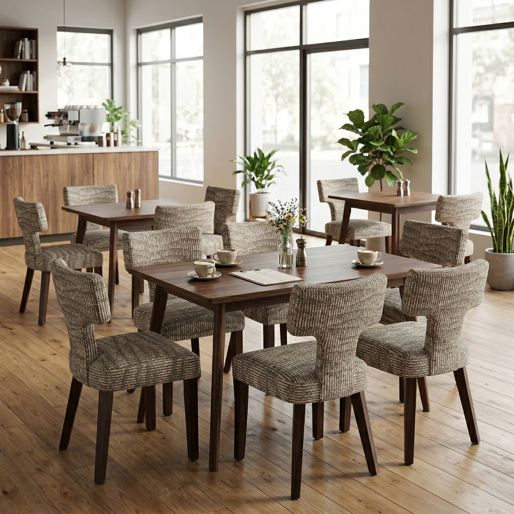Cyber Homemake ● Silla de Comedor Mid-Century con Patrón Geométrico
