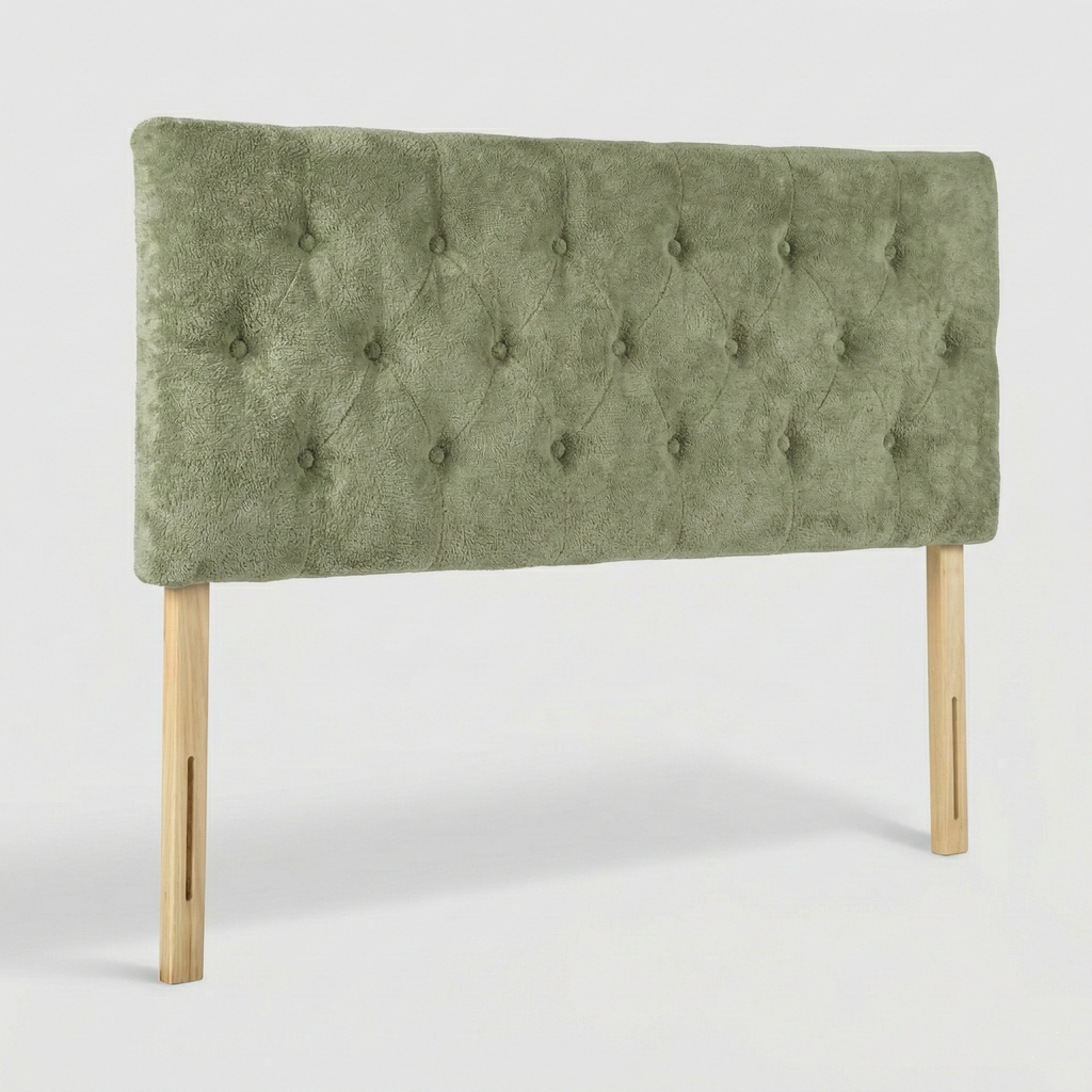 Cyber Homemake ● Cabecera de Cama Twin Tapizada con Altura Ajustable Patas de Madera Acolchada (Verde)