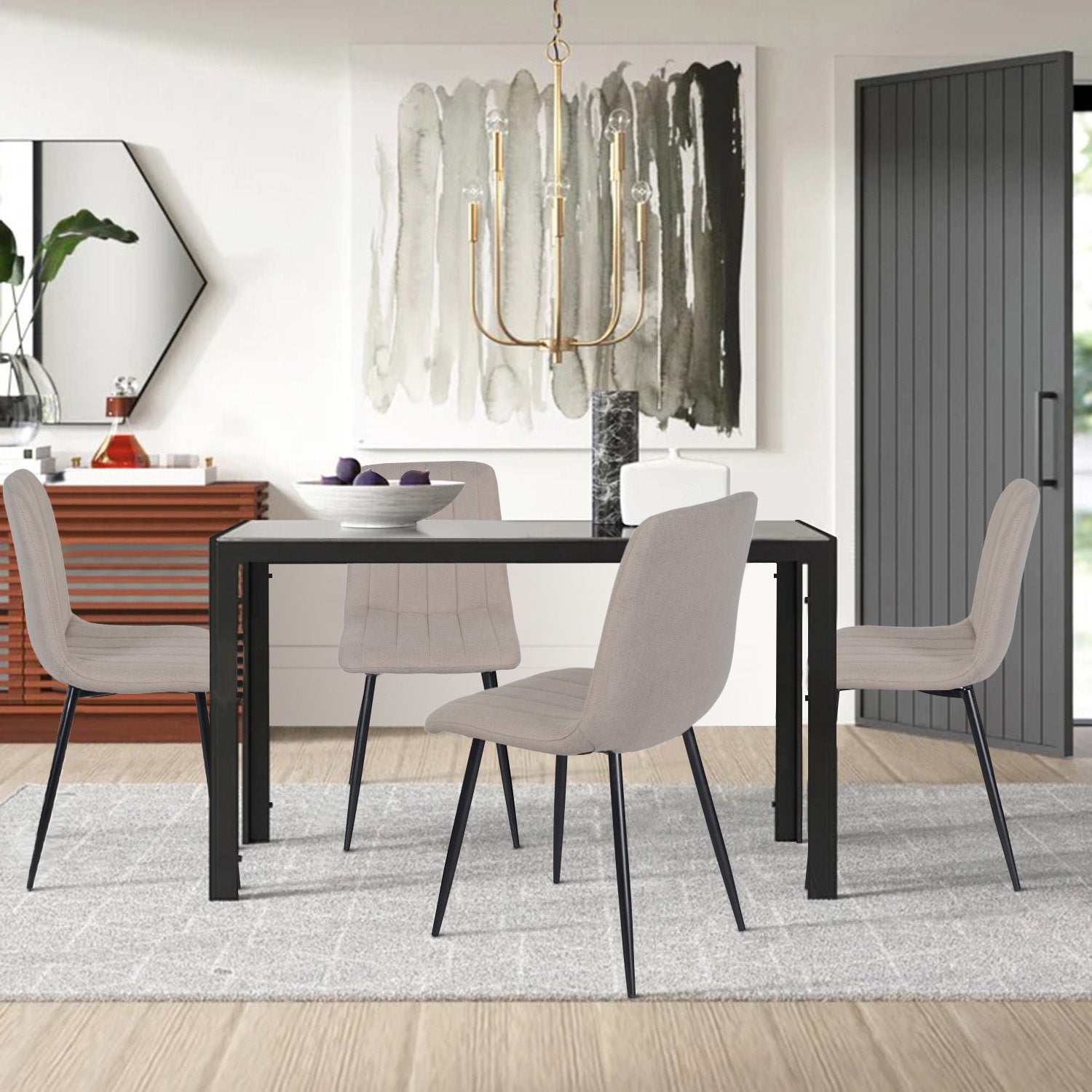 Juego de 4 Sillas para Comedor Beige