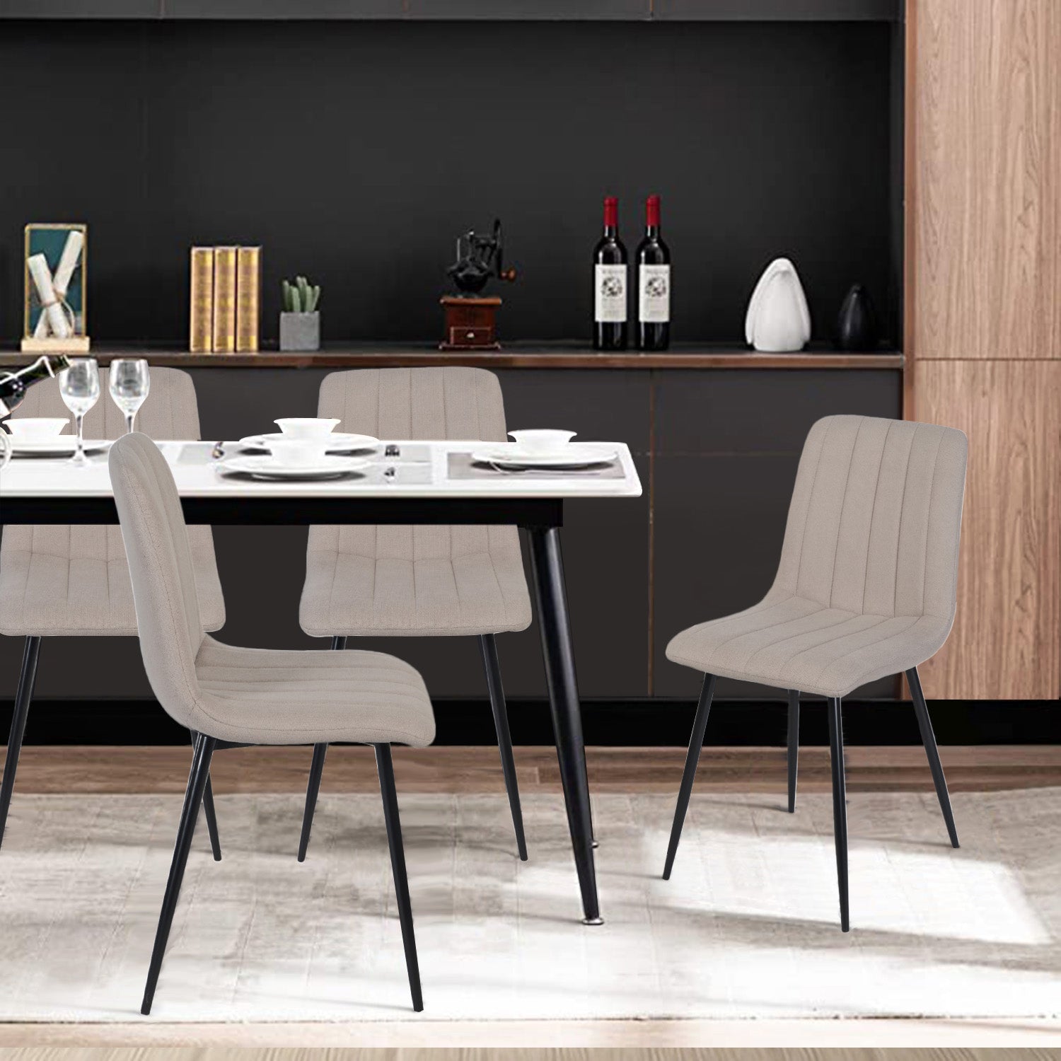 Juego de 4 Sillas para Comedor Beige