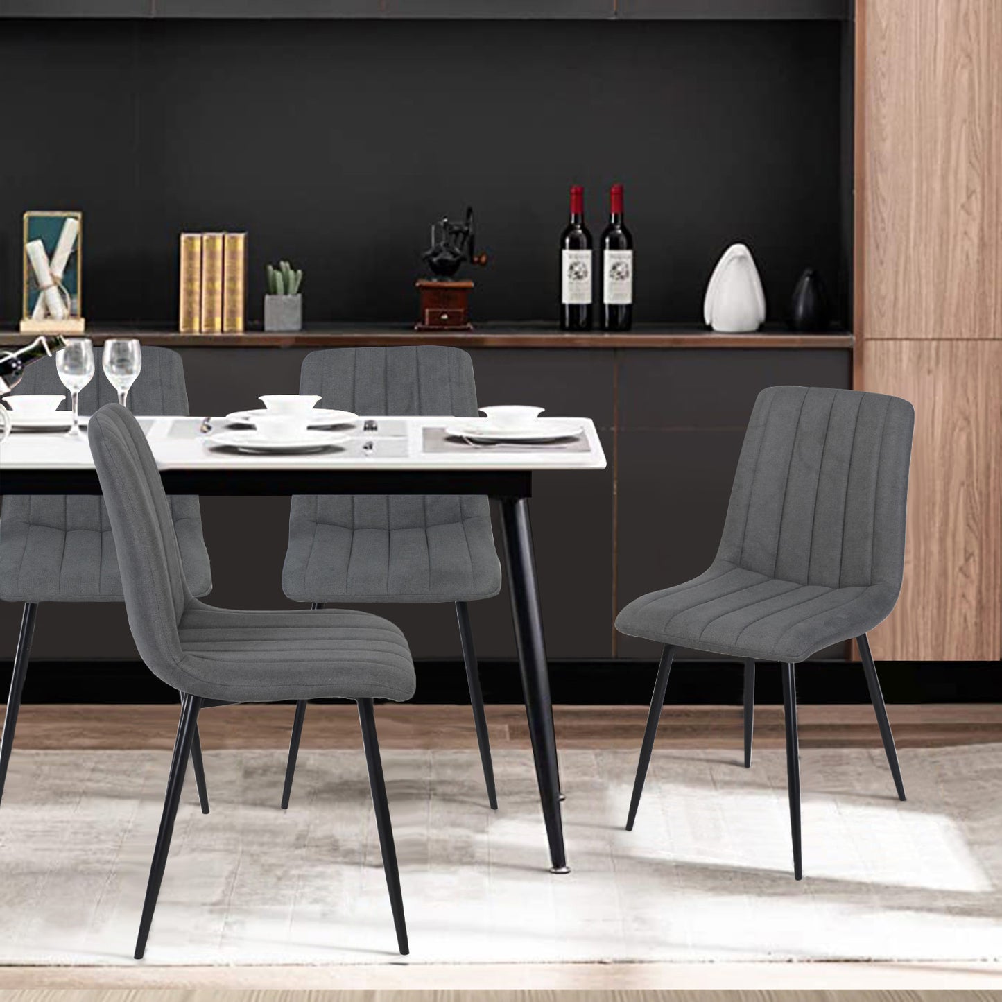 Juego de 4 Sillas para Comedor  Gris