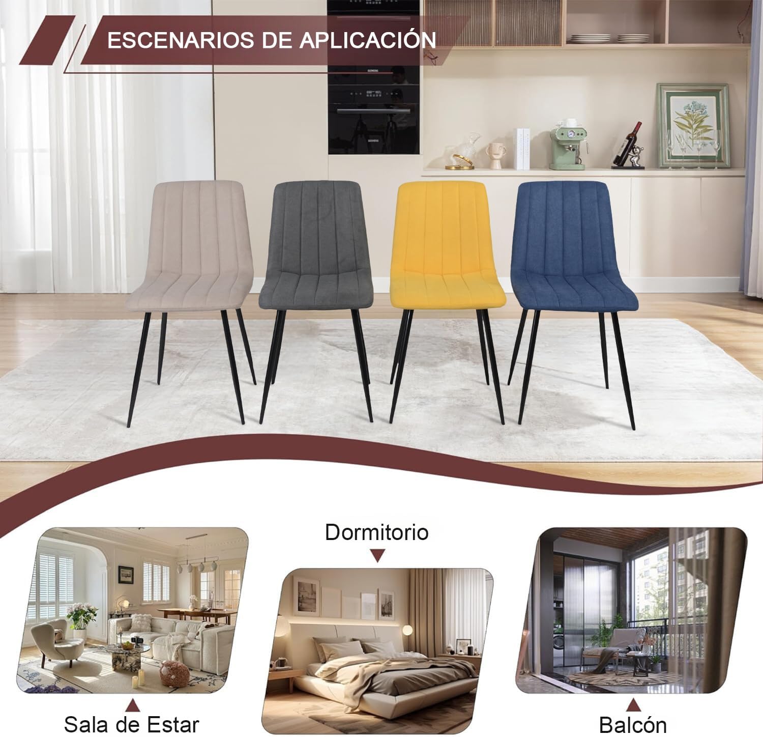 Juego de 4 Sillas para Comedor  Gris