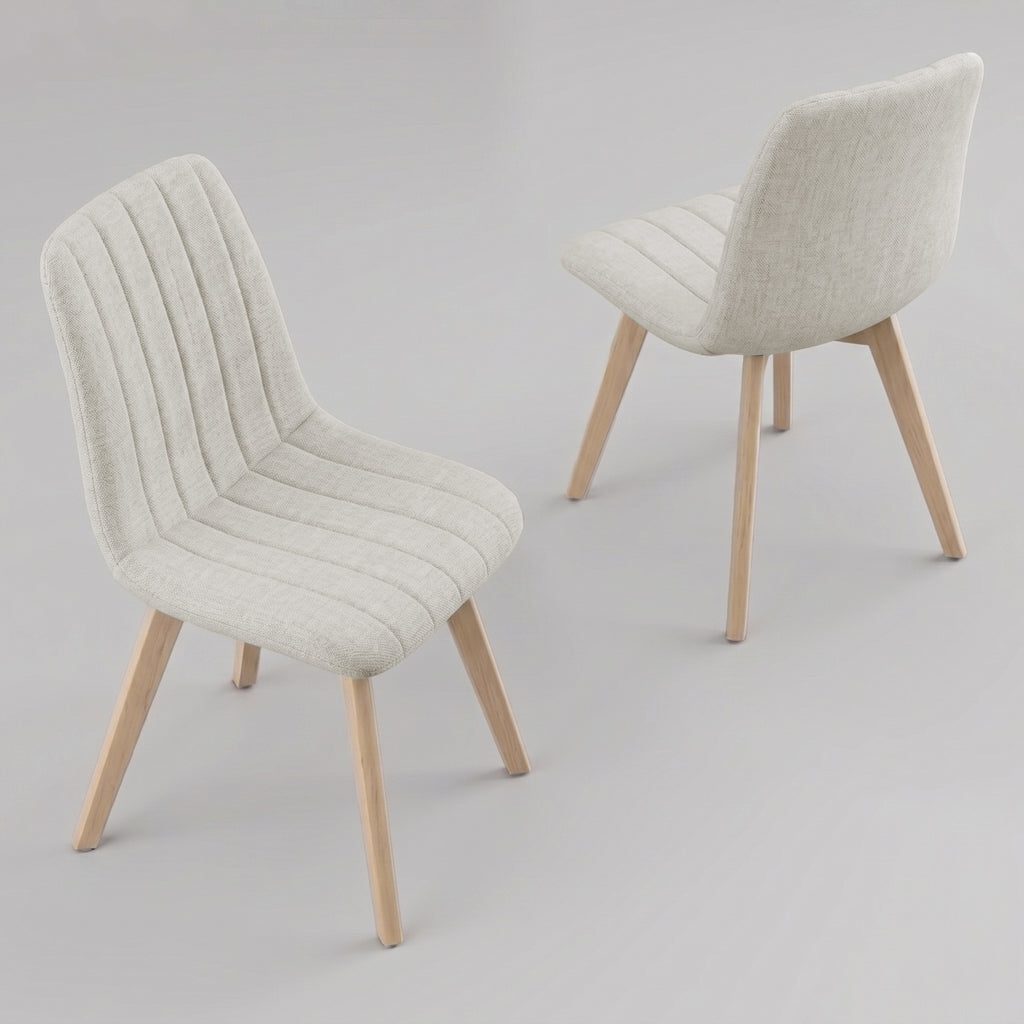 Juego de Sillas de Comedor Nórdicas de Madera - 2 Piezas (Beige)