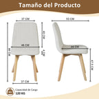 Juego de Sillas de Comedor Nórdicas de Madera - 2 Piezas (Beige)