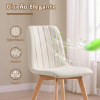 Juego de Sillas de Comedor Nórdicas de Madera - 2 Piezas (Beige)
