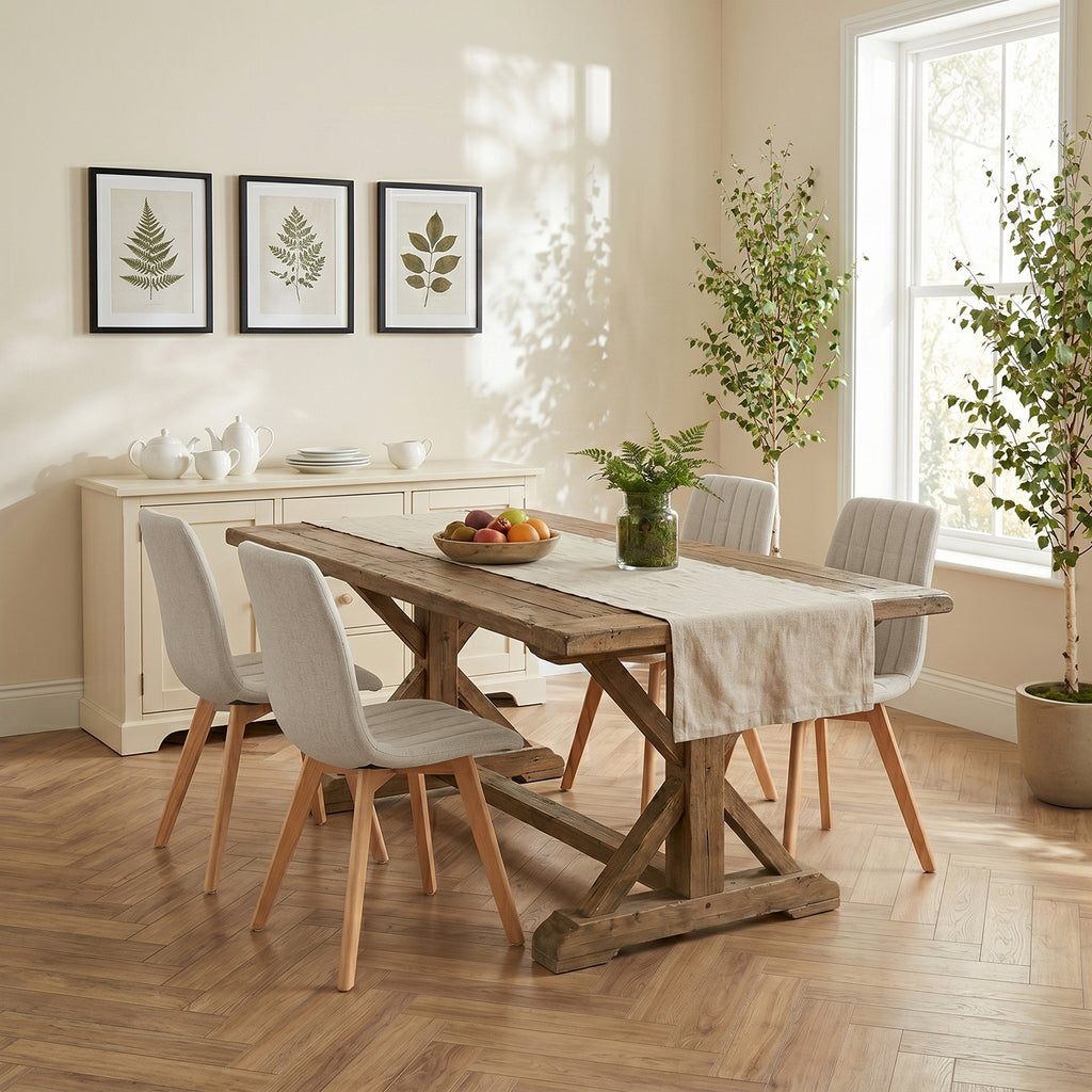 Juego de Sillas de Comedor Nórdicas de Madera - 2 Piezas (Beige)