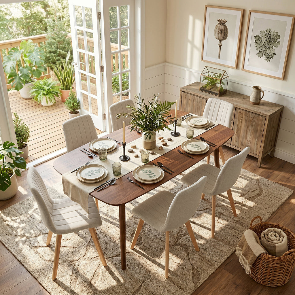Juego de Sillas de Comedor Nórdicas de Madera - 2 Piezas (Beige)