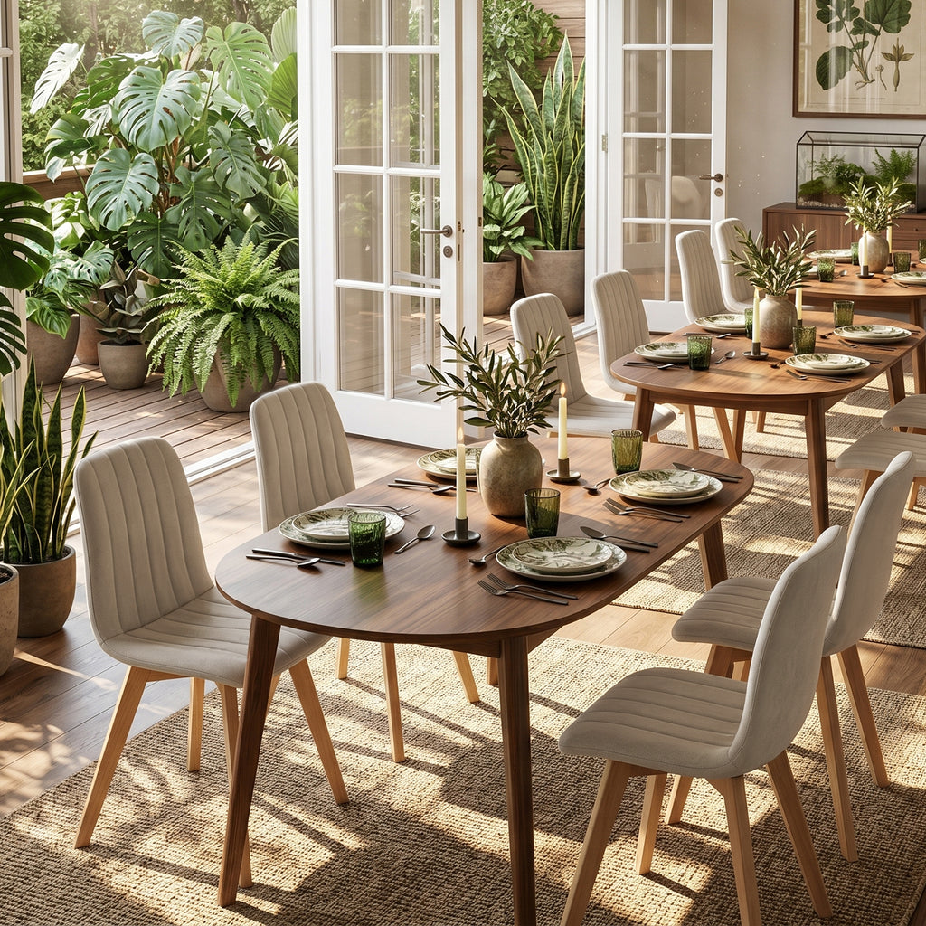Juego de Sillas de Comedor Nórdicas de Madera - 2 Piezas (Beige)