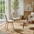 Juego de Sillas de Comedor Nórdicas de Madera - 2 Piezas (Beige)