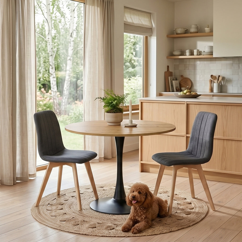 Juego de Sillas de Comedor Nórdicas de Madera - 2 Piezas (Gris)