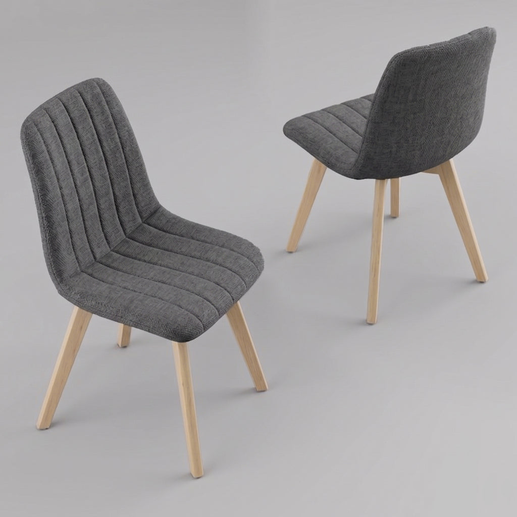 Juego de Sillas de Comedor Nórdicas de Madera - 2 Piezas (Gris)