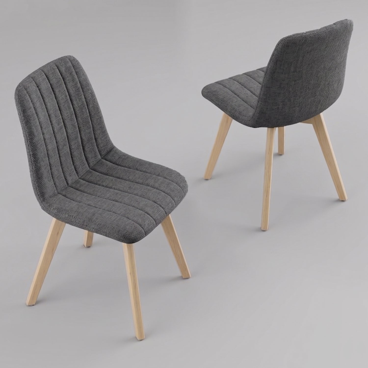 Juego de Sillas de Comedor Nórdicas de Madera - 2 Piezas (Gris)