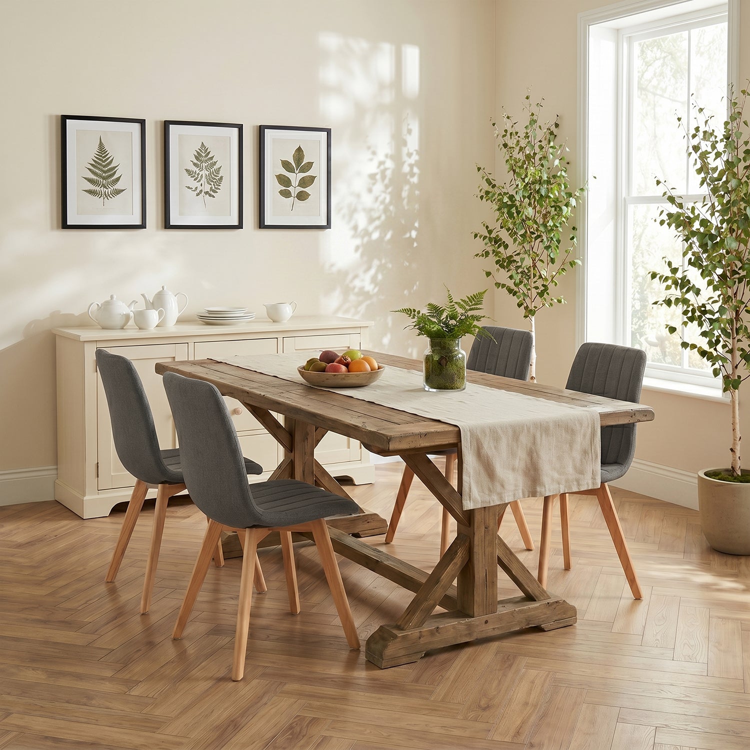 Juego de Sillas de Comedor Nórdicas de Madera - 2 Piezas (Gris)