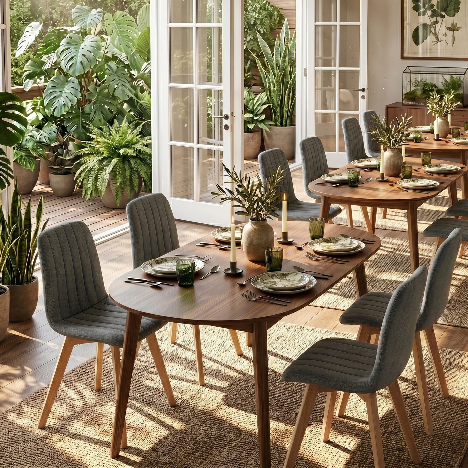 Juego de Sillas de Comedor Nórdicas de Madera - 2 Piezas (Gris)