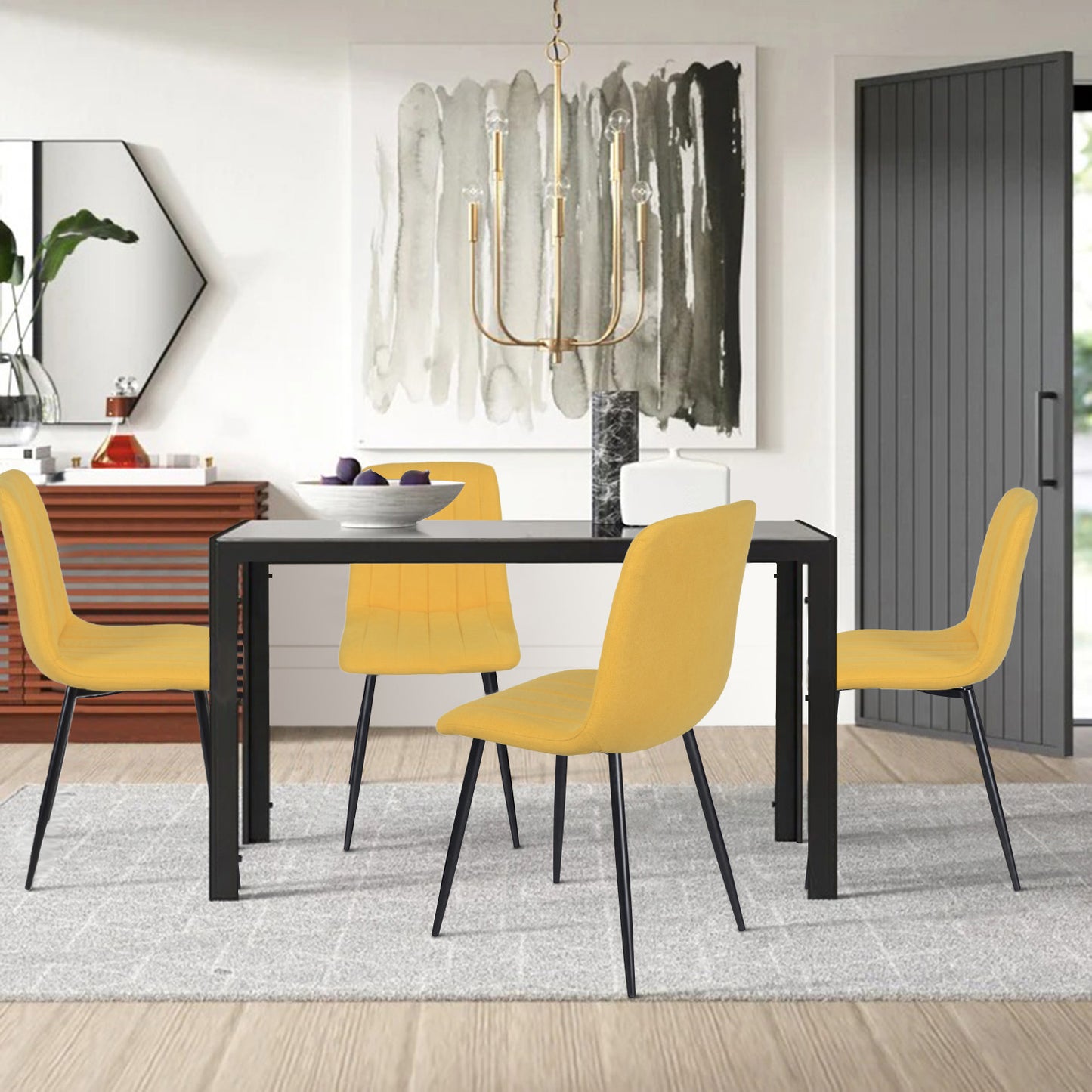 Juego de 4 Sillas para Comedor Amarillo