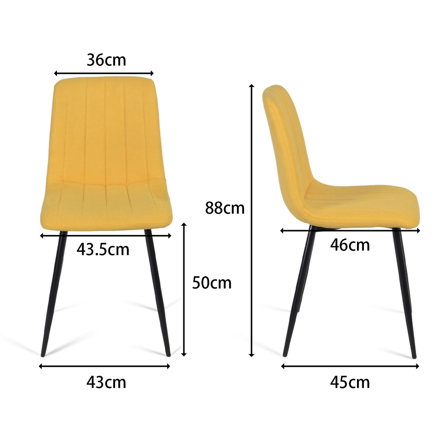 Juego de 4 Sillas para Comedor Amarillo