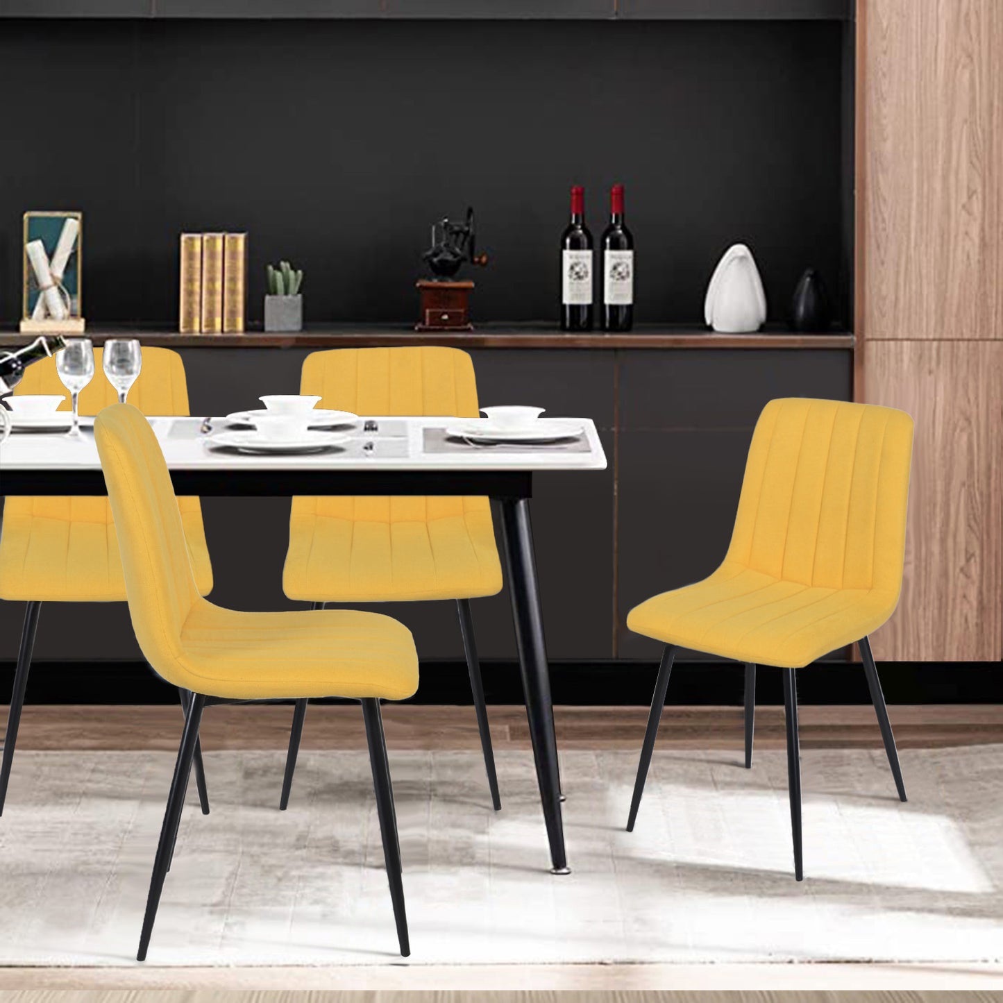 Juego de 4 Sillas para Comedor Amarillo