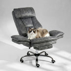 Silla de Oficina de Peluche Reclinable con Brazos Abatibles para Sentarte con Piernas Cruzadas (Gris)