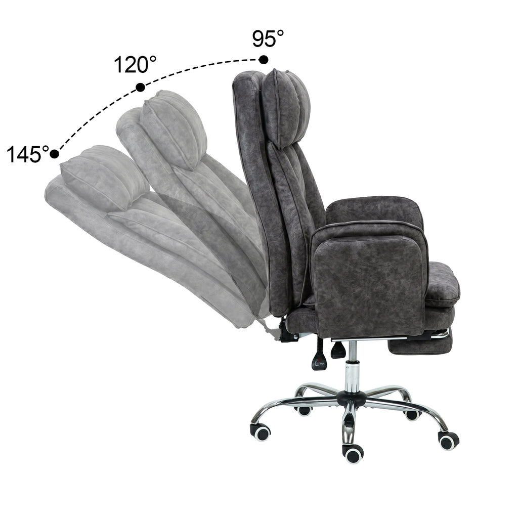 Silla de Oficina de Peluche Reclinable con Brazos Abatibles para Sentarte con Piernas Cruzadas (Gris)