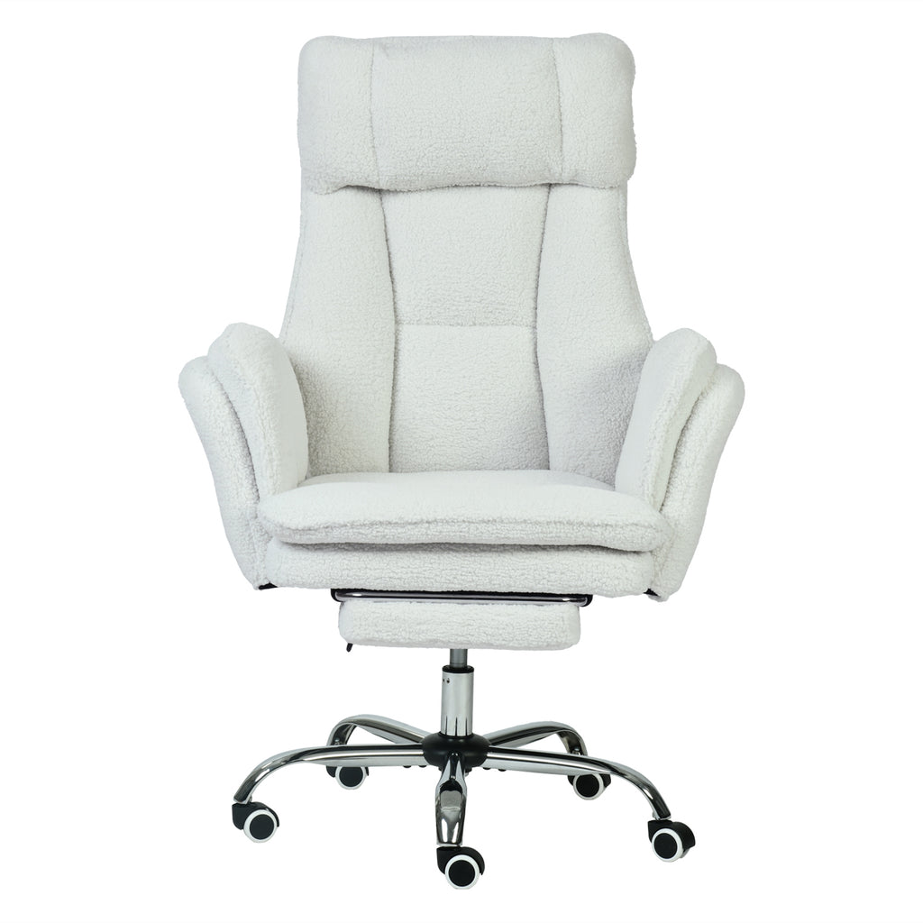 Silla de Oficina de Peluche Reclinable con Brazos Abatibles para Sentarte con Piernas Cruzadas