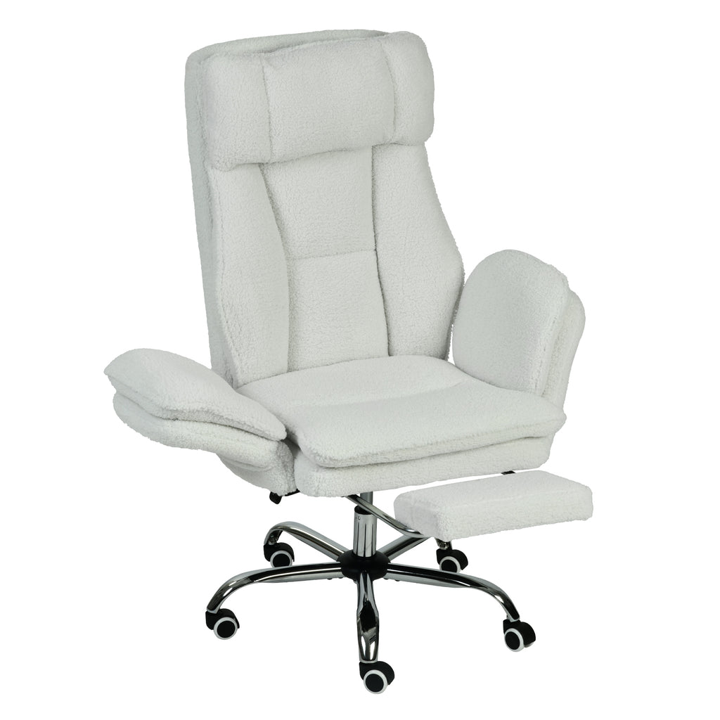 Silla de Oficina de Peluche Reclinable con Brazos Abatibles para Sentarte con Piernas Cruzadas