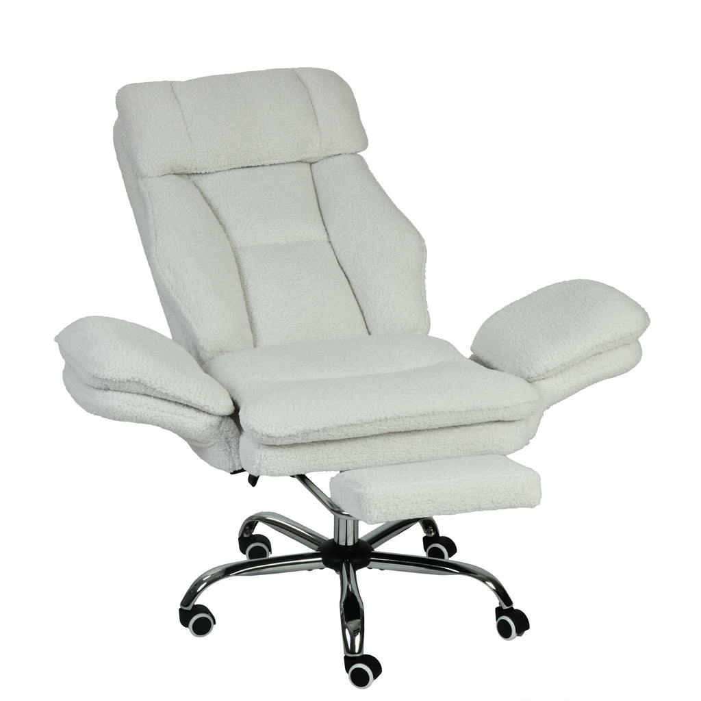 Silla de Oficina de Peluche Reclinable con Brazos Abatibles para Sentarte con Piernas Cruzadas
