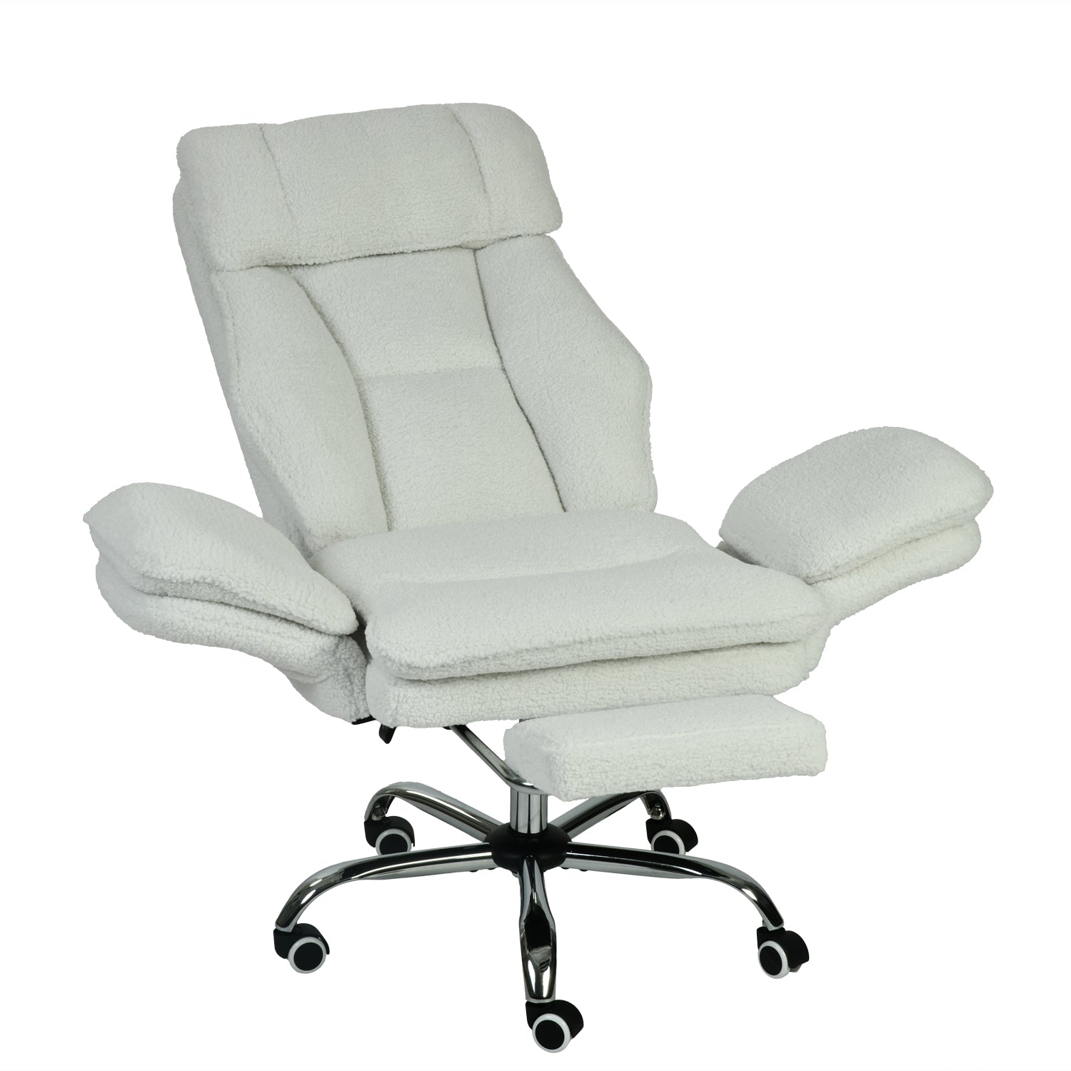 Silla de Oficina de Peluche Reclinable con Brazos Abatibles para Sentarte con Piernas Cruzadas