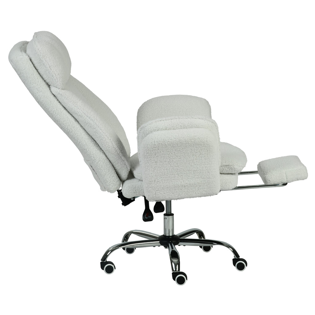 Silla de Oficina de Peluche Reclinable con Brazos Abatibles para Sentarte con Piernas Cruzadas