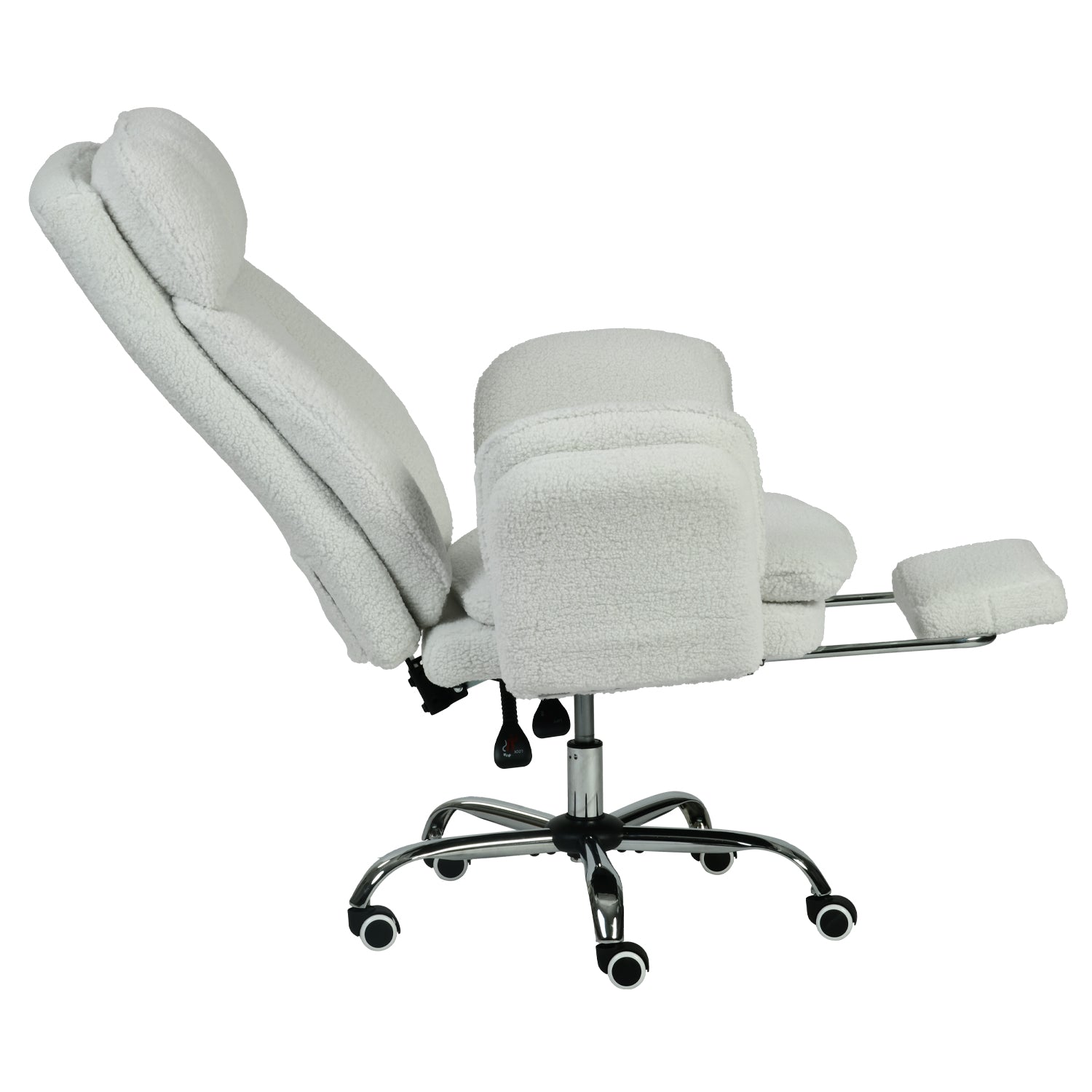 Silla de Oficina de Peluche Reclinable con Brazos Abatibles para Sentarte con Piernas Cruzadas