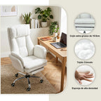 Silla de Oficina de Peluche Reclinable con Brazos Abatibles para Sentarte con Piernas Cruzadas