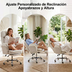 Silla de Oficina de Peluche Reclinable con Brazos Abatibles para Sentarte con Piernas Cruzadas